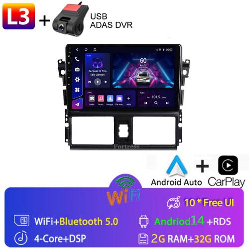 For TOYOTA VIOS GEN 3 Yaris 2013 - 2016 Car Radio Android Automotive Multimedia Player Navigation GPS Carplay Screen Auto Stereo