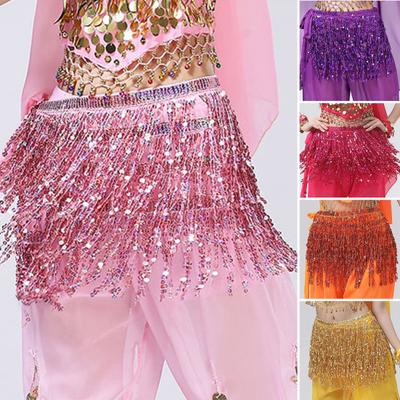 Belly Dancer Skirt Shining Mini Skirt Exquisite Bohemia Style Short Belly Dance Fringed Shiny Sequin Tassels Belly Dancer Skirt for Stage Show
