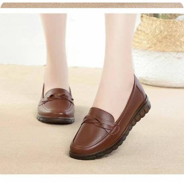 Leather Soft-soled Tendon-soled Non-slip Women's Leather Shoes, Flat-bottomed Single Shoes, Women's Shoes, Spring and Autumn