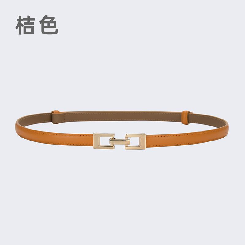 Leather Pair Buckle Adjustable Thin Belt Decoration With Skirt Waist Free Punching Small Belt