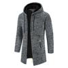 Men's Plus Size Hooded Mid-Length Fleece Knit Cardigan