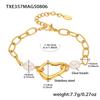 18K Gold Plated Irregular Heart Gel Bead Clavicle Bracelet & Niche Titanium Steel Jewelry Set by Qiong Yao Design