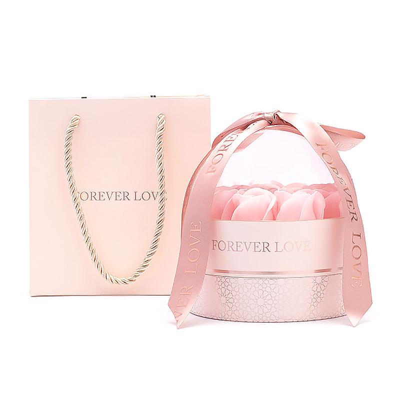 

1 комплект шкатулка для украшений, нежные розы с девятью головками, компактная вечная шкатулка для хранения цветов, свадебный сундук с имитацией розы, 1 комплект мыльных цветов