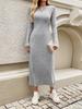 Women's Slim Fit Flared Sleeve Solid Color Knit Dresses