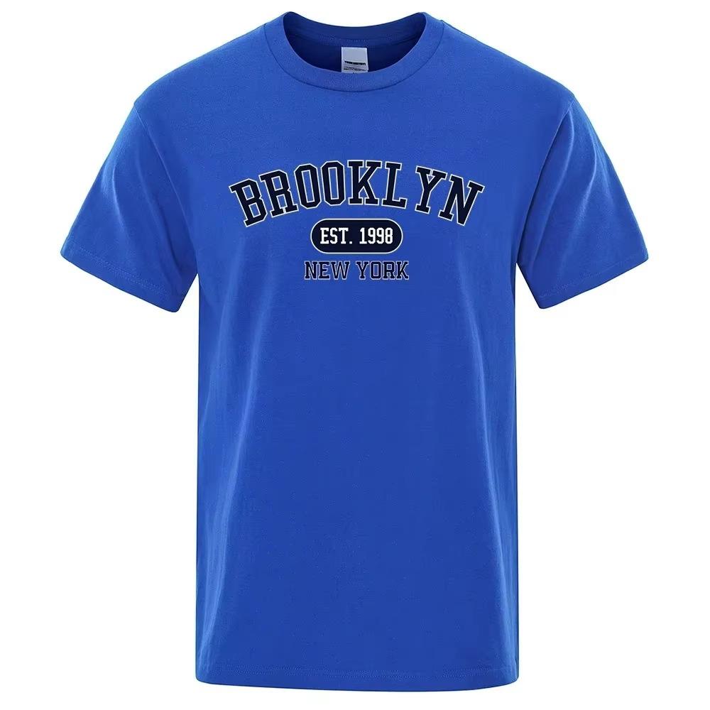 Brooklyn Est.1998 New York Letter Print T Shirts Man Women Casual Short Sleeve Breathable Fashion Tops Cotton Oversized T-Shirts