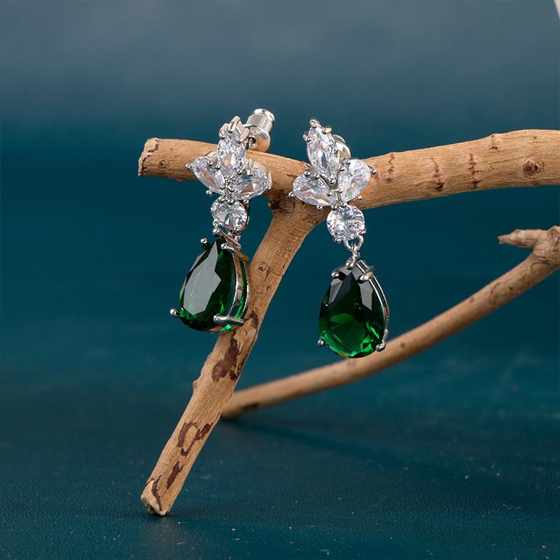 BELLA BOX Nydelige brudeøredobber til bryllup Kubisk zirkonia Grasiøse dame dingleøredobber Festgave Motesmykker Gaver