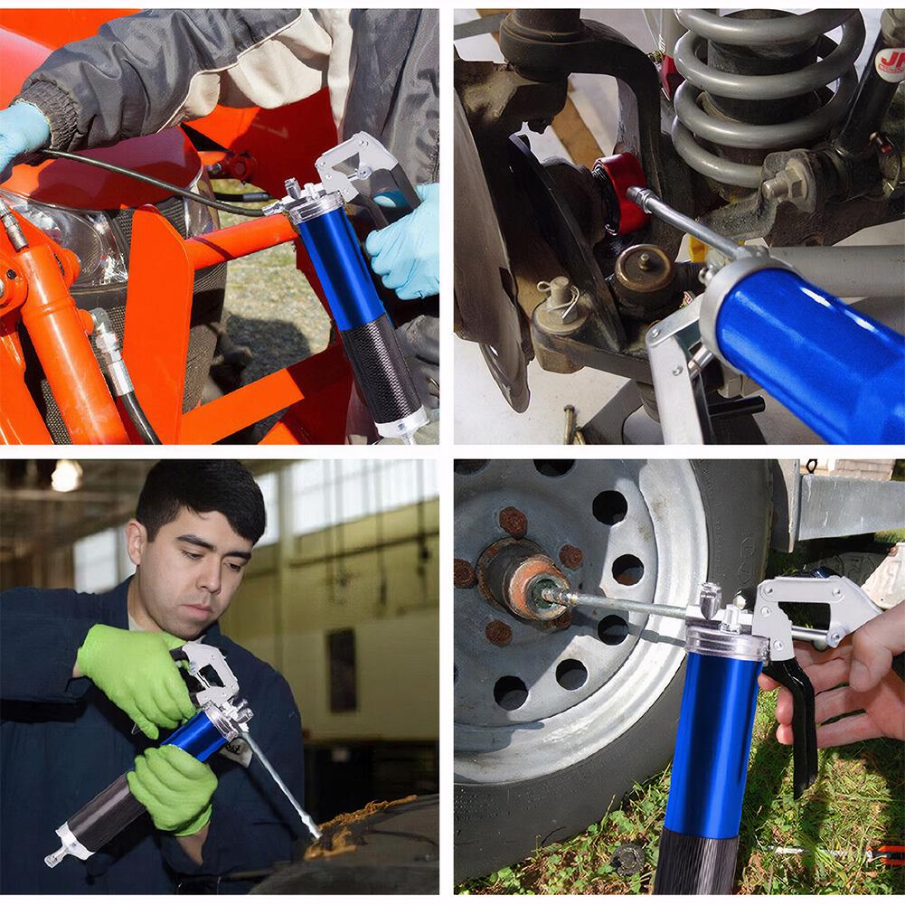 

400CC Air Operated Grease Gun Flexible Hose Heavy Duty Air Compressor Grease Gun 1 Bent Metal Pipe Pneumatic Compressor Pump червоний