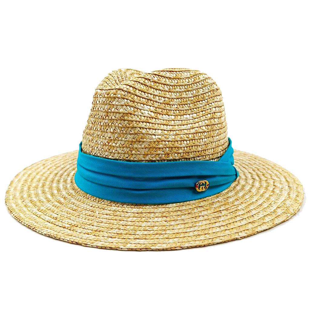 Summer Sunshade Hat Dome French Straw Hat Women's Metal Letter RB Decorative Straw Hat Holiday Sunshade Hat Punk Style Straw Hat