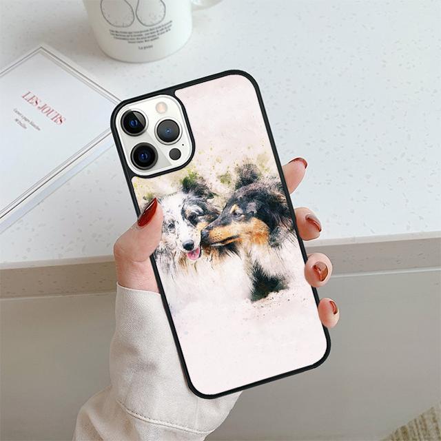 Lovely Border collie dog flower Phone Case For iPhone 17 Air 14 15 16 13 12 Cover For Apple Pro Max 6S Plus