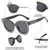 UV Protection Diamond Rhinestone Frame Square Sunglasses Female Shades Women Sunglasses Oversized Sunglasses