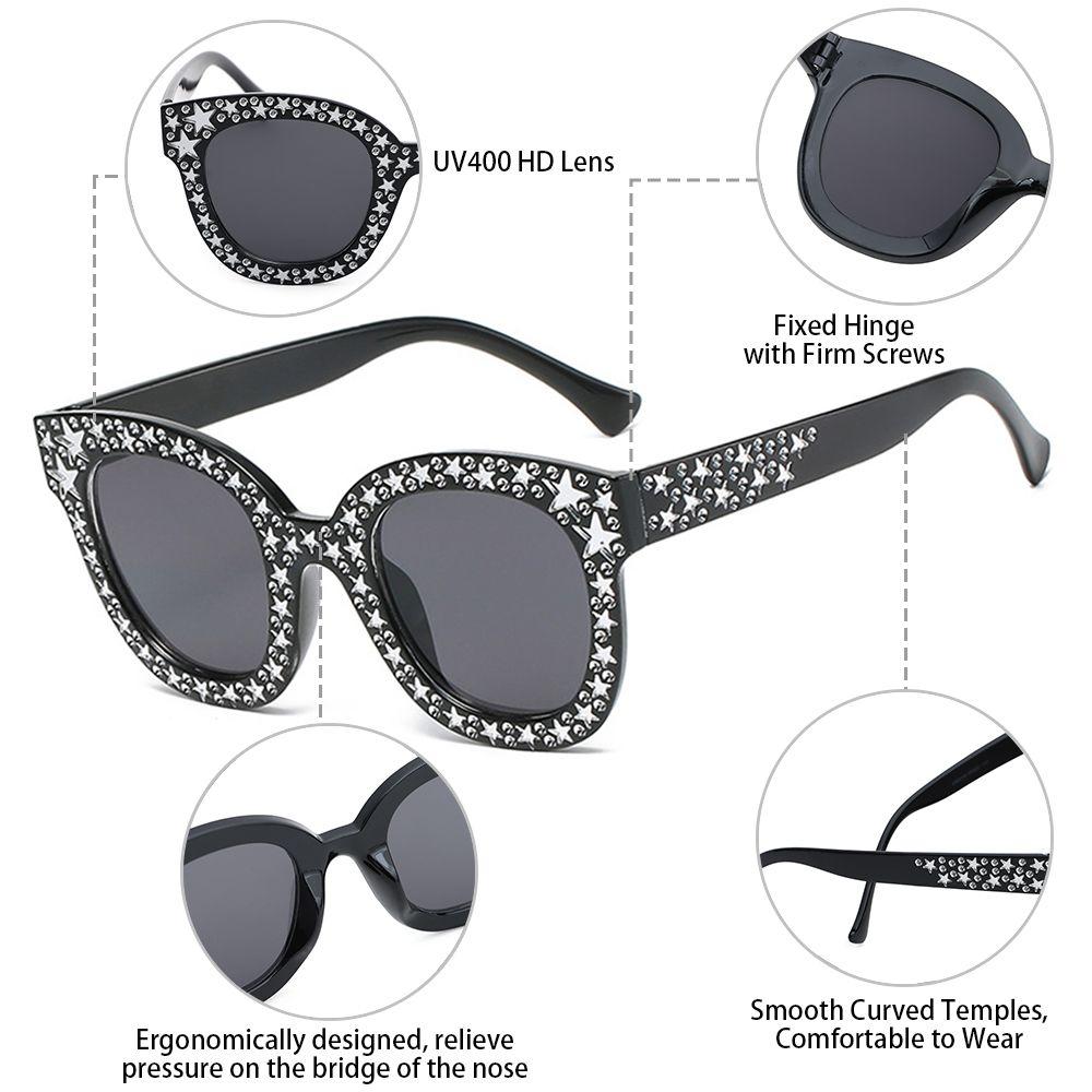 UV Protection Diamond Rhinestone Frame Square Sunglasses Female Shades Women Sunglasses Oversized Sunglasses