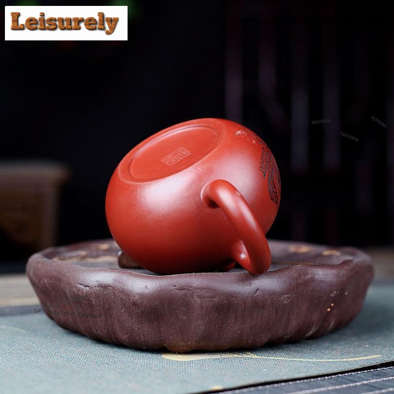HOYIHM 111ml Yixing Purple Clay Teapots Handmade Nine-tailed Fox Xishi Pot Raw Ore Dahongpao Mud Kettle With Infuser Zisha Tea