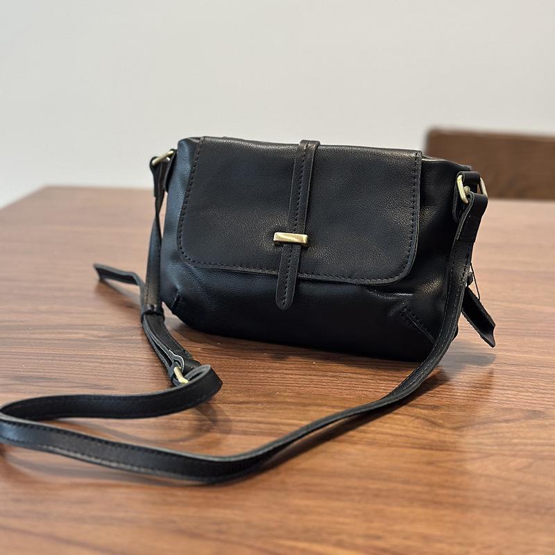 Johnature Retro Genuine Leather Messenger Bag Versatile Lightweight Women Small Bag Commuter Shoulder Crossbody Bags