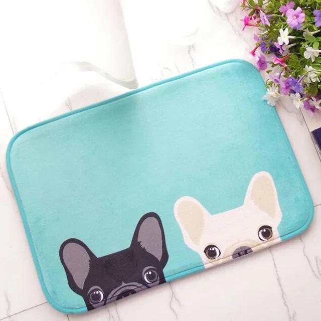 Funny Boston Terrier Dog Doormat Indoor Anti-Slip Suede Carpet Entrance Rug for Living Room Bedroom Kitchen Bathroom Door Mats