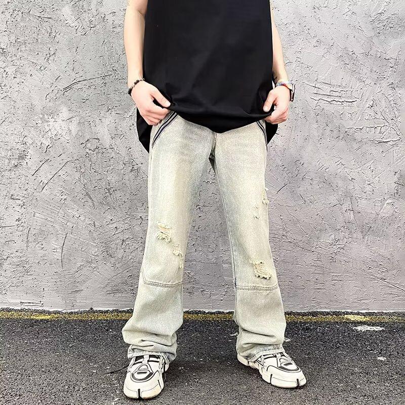 JYL Men s Straight Jeans American Vintage Vibe Washed Mud Dyed Slim Denim 3XL базар