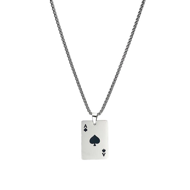 Summer Ace of Hearts Titanium Necklace & Hoodie Set: Trendy Hip Hop Style for Men & Women