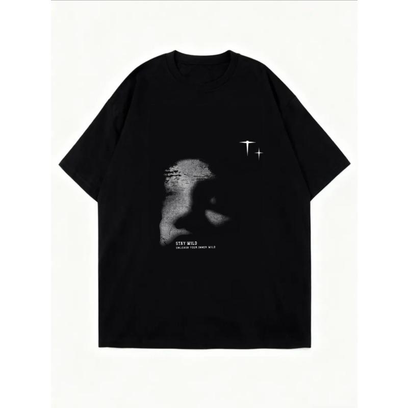 White Oversized T Shirt With Abstract Face Print For Casual Wear