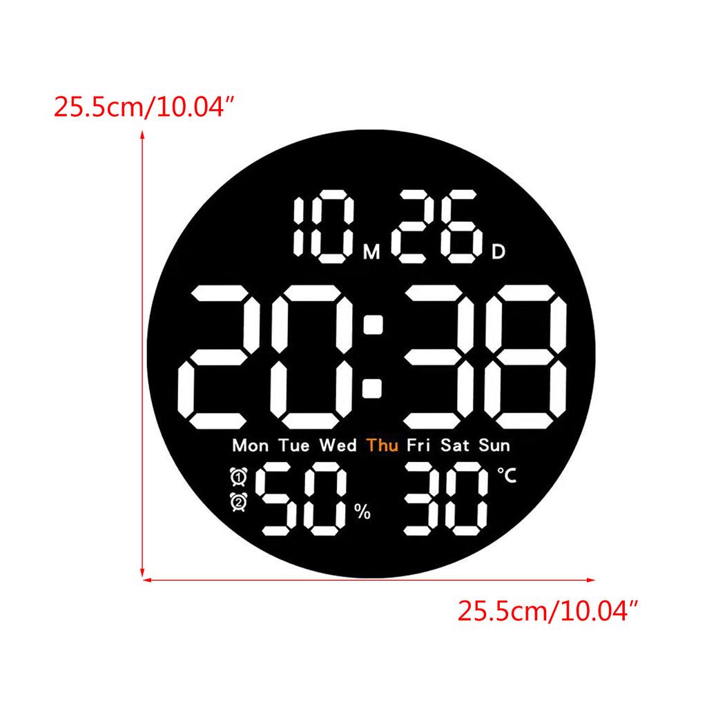 LED Digital Wall Clock Large Display Electronic Alarm Clock Remote Controlled Automatic Backlights Temperature Humidity