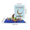 3D Pop-Up Eid Mubarak Card Colorful Castles Moon Greeting Cards for Eid Party Decoration Includes Envelope and Note Card