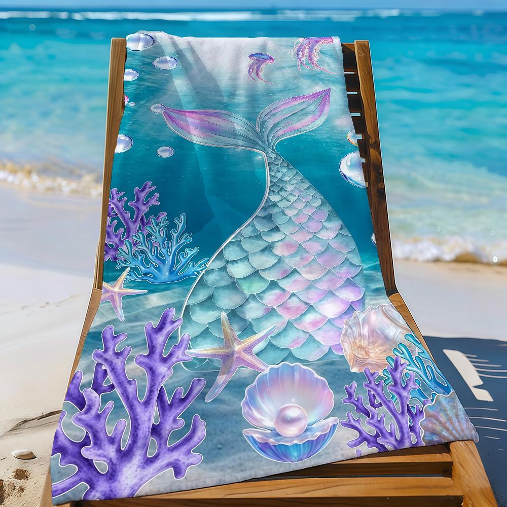Colourful Mermaid Tail Art Towel Sports Quick Dry Travel Camping Gear Sandproof Soft Light Large Beach Towel