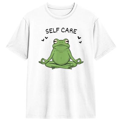 Streetwear T-shirt Grappige Kikker Dier Yoga Kikker Sport Zelfzorg Positieve T-shirts Tee Shirt voor Unisex Kleding met Korte Mouwen