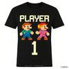 Vintage Pixel Player 1 Plumber Print Cotton T Shirt Unisex Women Retro Arcade Game Streetwear Loose Casual Tee