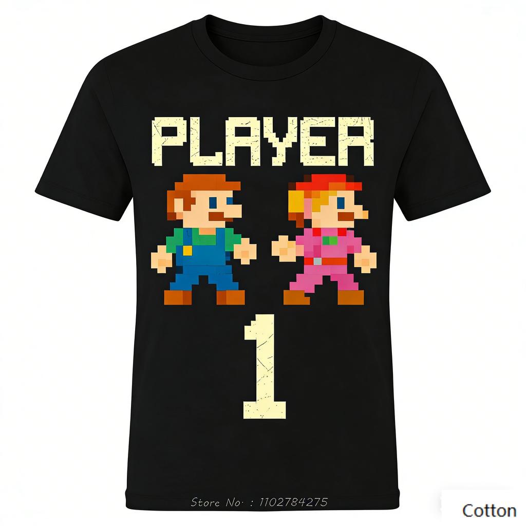 Vintage Pixel Level Up Ghost Print Cotton T Shirt Unisex Women Retro Arcade Game Streetwear Loose Casual Tee