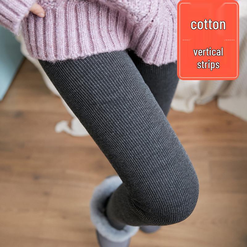 Colanți de damă plus de catifea groasă cu dungi verticale - Pantaloni călduroși de toamnă/iarnă dintr-o singură piesă cu picior