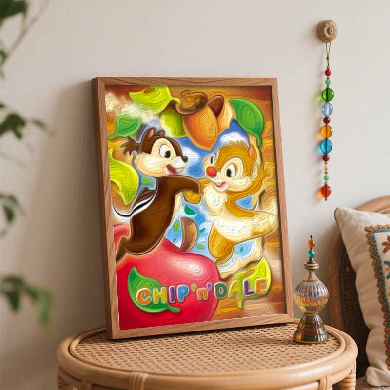 Disney Chip 'n Dale oil painting art handmade diy painting home decoration gift