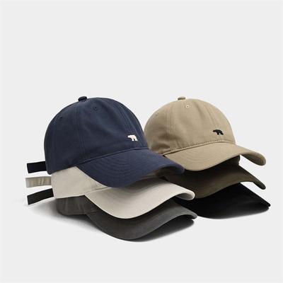 Summer Outdoor Fashionable Unisex Retro Polar Bear Embroidered Baseball Cap New Style Versatile Big Head Circumference Cap