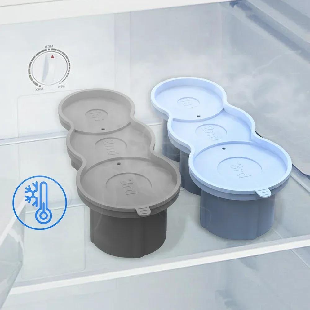 3 Hole Ice Cube Tray Ice Mold Food Grade for 20 30 40oz Stackable with Lid Easy Release Reusable Silicone Ice Tray Space Saving