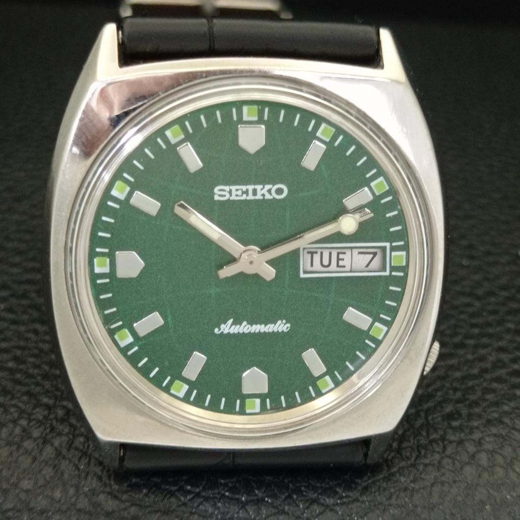 Seiko AUTOMATIC 6309A JAPAN MENS VINTAGE GREEN COLOR DIAL WATCH A701582-5 R206b-a701582