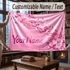 Floral Garden Theme Throw Blanket Custom Name Text Personalized Blanket Soft Cozy Blanket for Home Sofa Bed