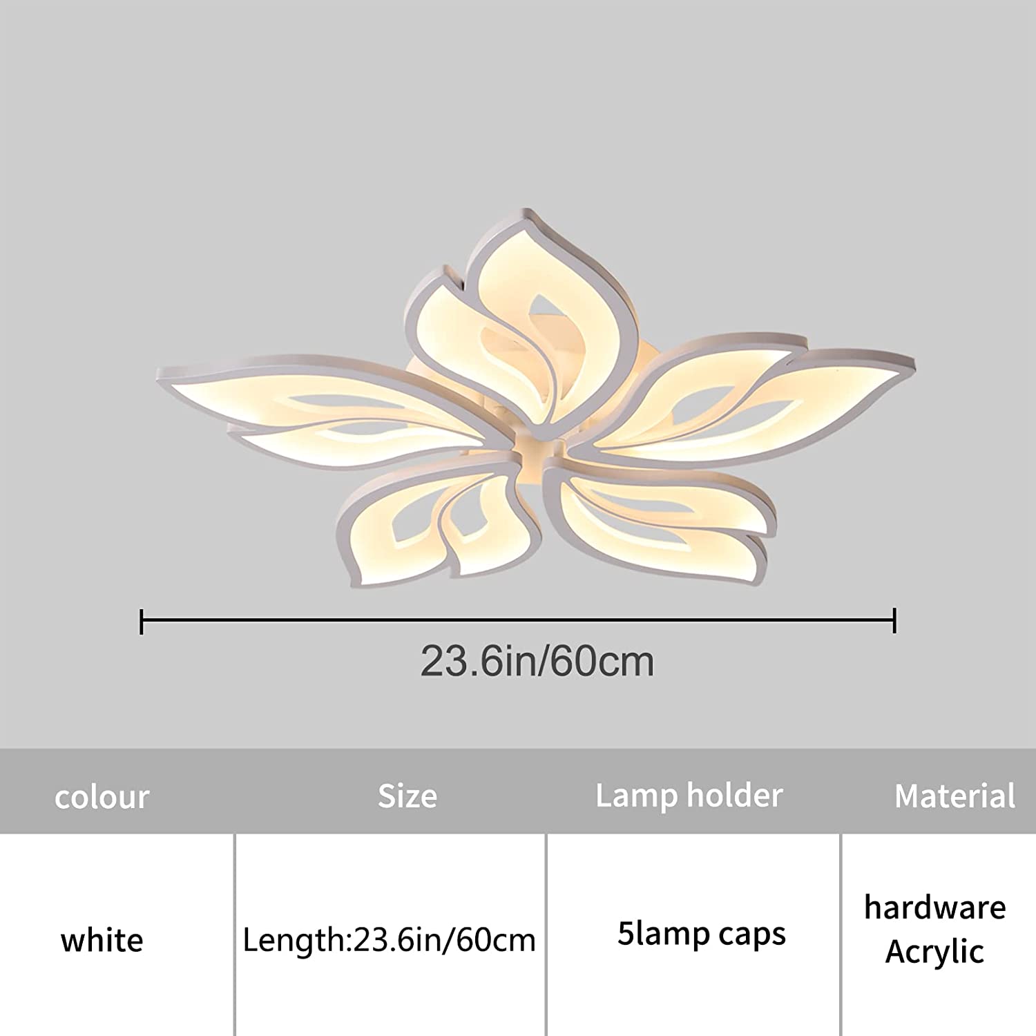 

Современный потолочный светильник 23,6 дюйма с регулируемой яркостью, встраиваемый пульт дистанционного управления, акриловый потолочный светильник для гостиной, столовой, спальни 3color LED remote control белый