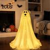 Lighted Ghost Dog for Entryway Halloween Decoration, Battery Operated Freestanding Spooky Cute Figurine with Remote And String Light Front Door,