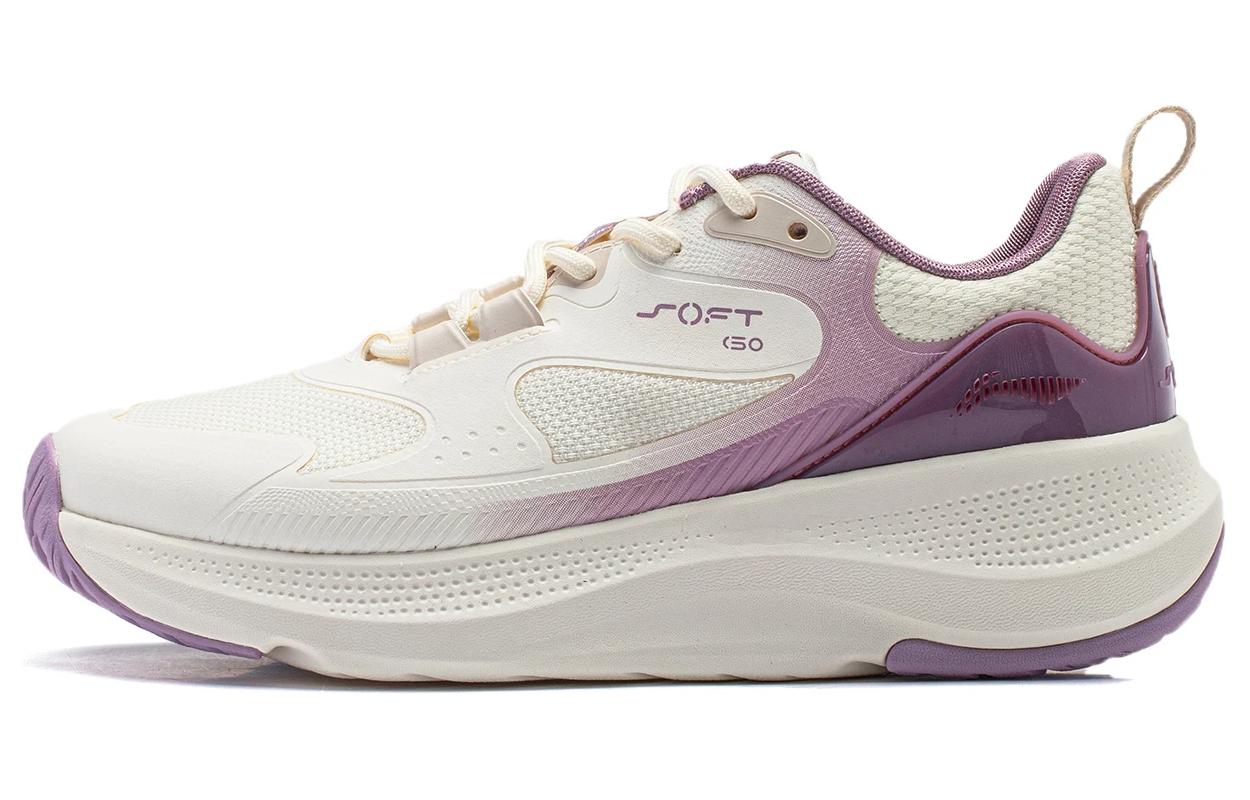 Li Ning SOFT ELEMENT Casual Shoes Women s Low Top Ecru/Light Shadow Purple AGLU012-2 36