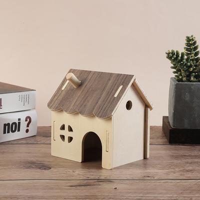 Ahşap Kendin Yap Monte Edilmiş Hamster Kafesi Hamster Yuvası Oyuncakları Ahşap Kaçış Evi Villa Eğlence Dekorasyonu Manzara Kaçış Evi