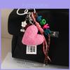 Style Plush Heart Love Bag Charm With Keychain For Fashion Accessories