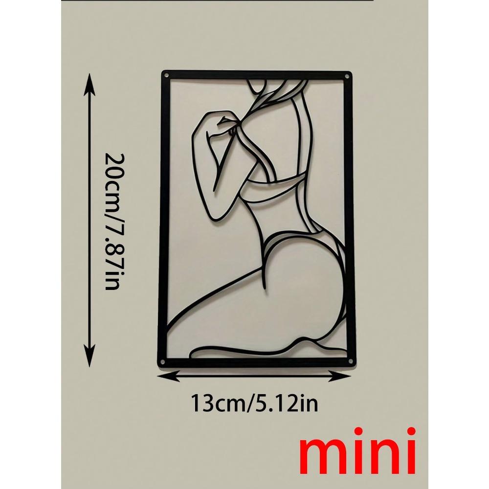 Black Modern Female Silhouette Metal Wall Art Wrought Iron Line Bedroom Decor Unique Gift