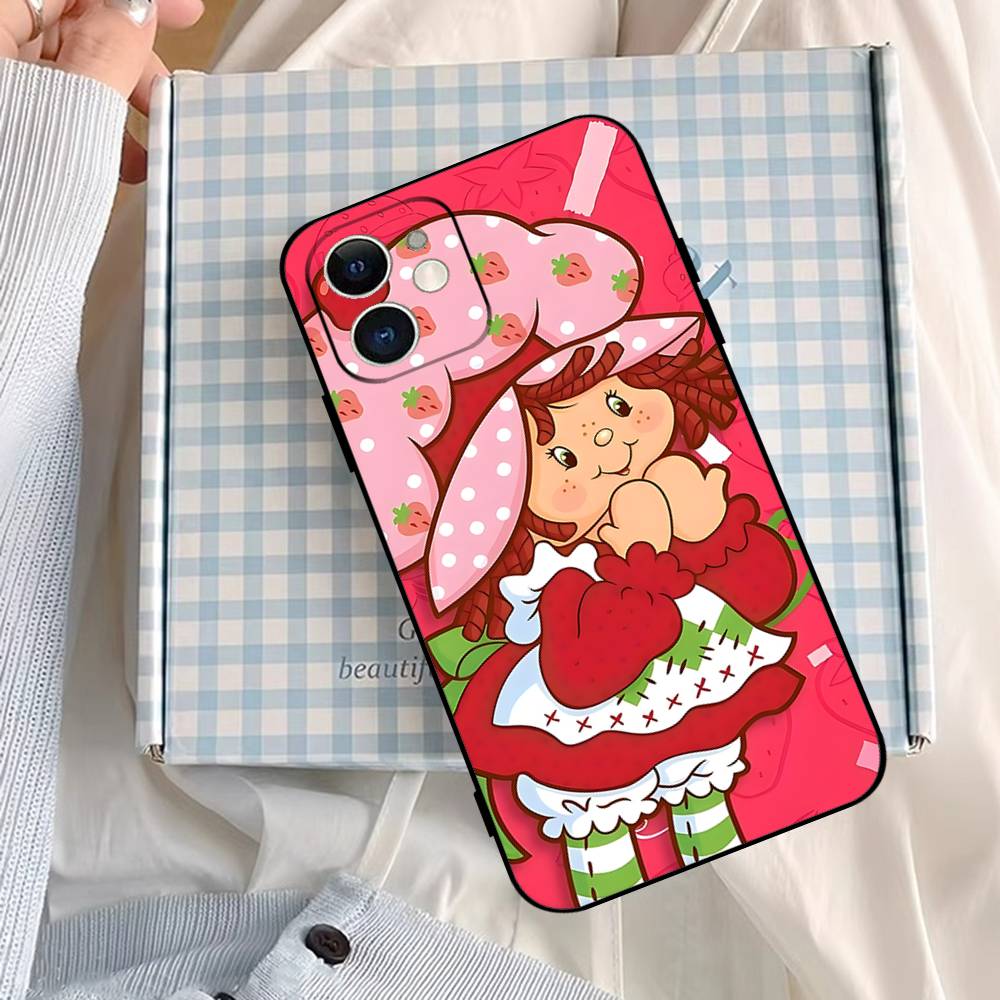 Strawberry S-Shortcake Phone Case For IPhone 1716 15 14 13 Pro Max 11 12 Mini X Xs XR Black Silicone Cover