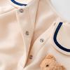 Baby Clothes Clothes Long Sleeve Bodysuit Boys Girls Newborns Baby Preparing for Birth Gift Sailor Style Plain Bear Pattern Beige 12M [Baby koi]