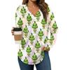 Women's Fashion Hoodies V Neck Long Sleeve Christmas Printed Drawstring Casual Loose Pullover Tops