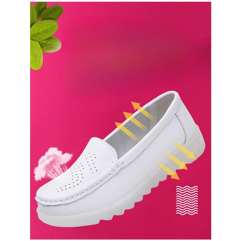 New Nurse Shoes for Women Soft-soled Anti-slip Breathable Perforated and Odor-resistant Flat Shoes