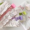 Lace Trim Pencil Case Smooth Zipper Makeup Stationery Storage Bag Cute Pen Organizer for School Office