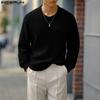 INCERUN Autumn Men Round Neck Long Sleeve Texture Rib Casual Pullover Tops