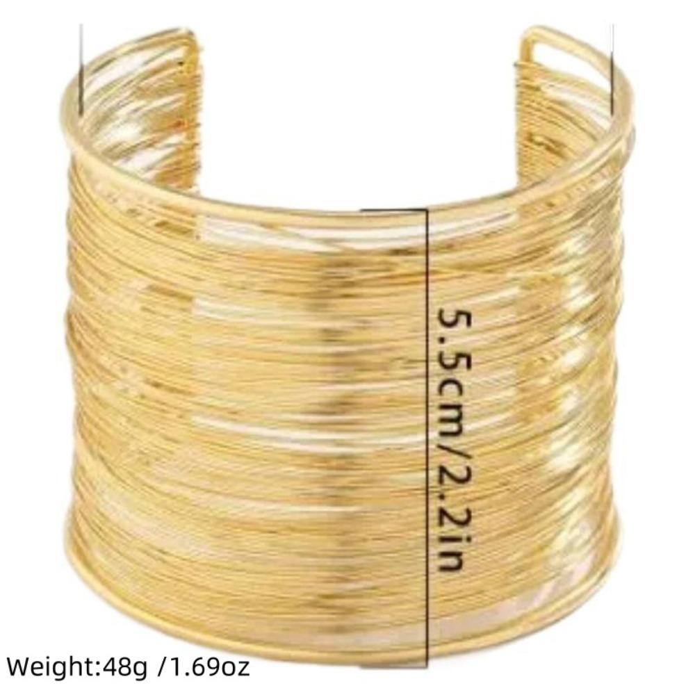 Hyperbolic Layered Gold Plated Wide Wire Bracelet Cuff Bangle for Women Exaggerated Wrist Wrap Bangle Hand Jewelry Gift