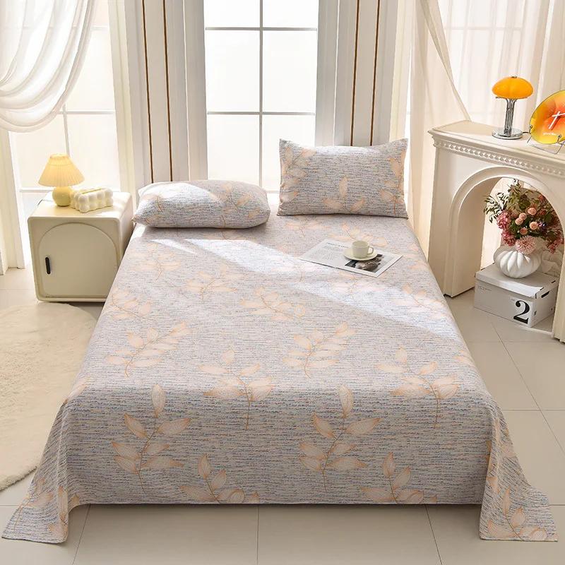 

2025 new raw cotton old coarse cloth mat bed sheet 3-piece set thickened striped printing household breathable mat soft mat 200x230CM 3pcs