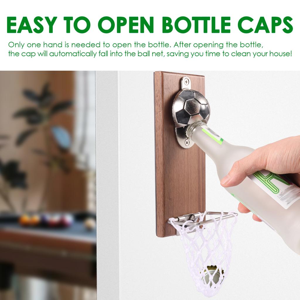 Magnetic Opener Beer Bottle Opener Wall Mounted Wooden Beer Bottle Opener Creative Refrigerator Magnet Beer Jar Corkscrew Opener