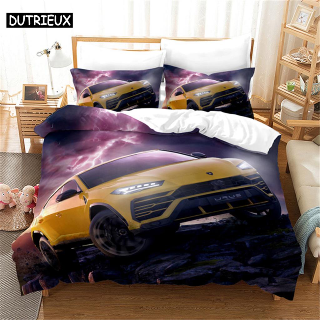 3D Printed Luxury Sports Car Duvet Cover Set - High Quality for Double, Queen & King Beds, Adults & Boys