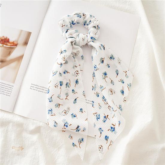 Hair Tie Floral Print Long Ribbon Hair Rope Easy to Wear Bun Half-Tied Hairstyles Ponytail Holder Hair Accessory